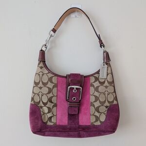 Coach Soho Hamilton Hobo Bag Brown Pink Suede Shoulder Purse